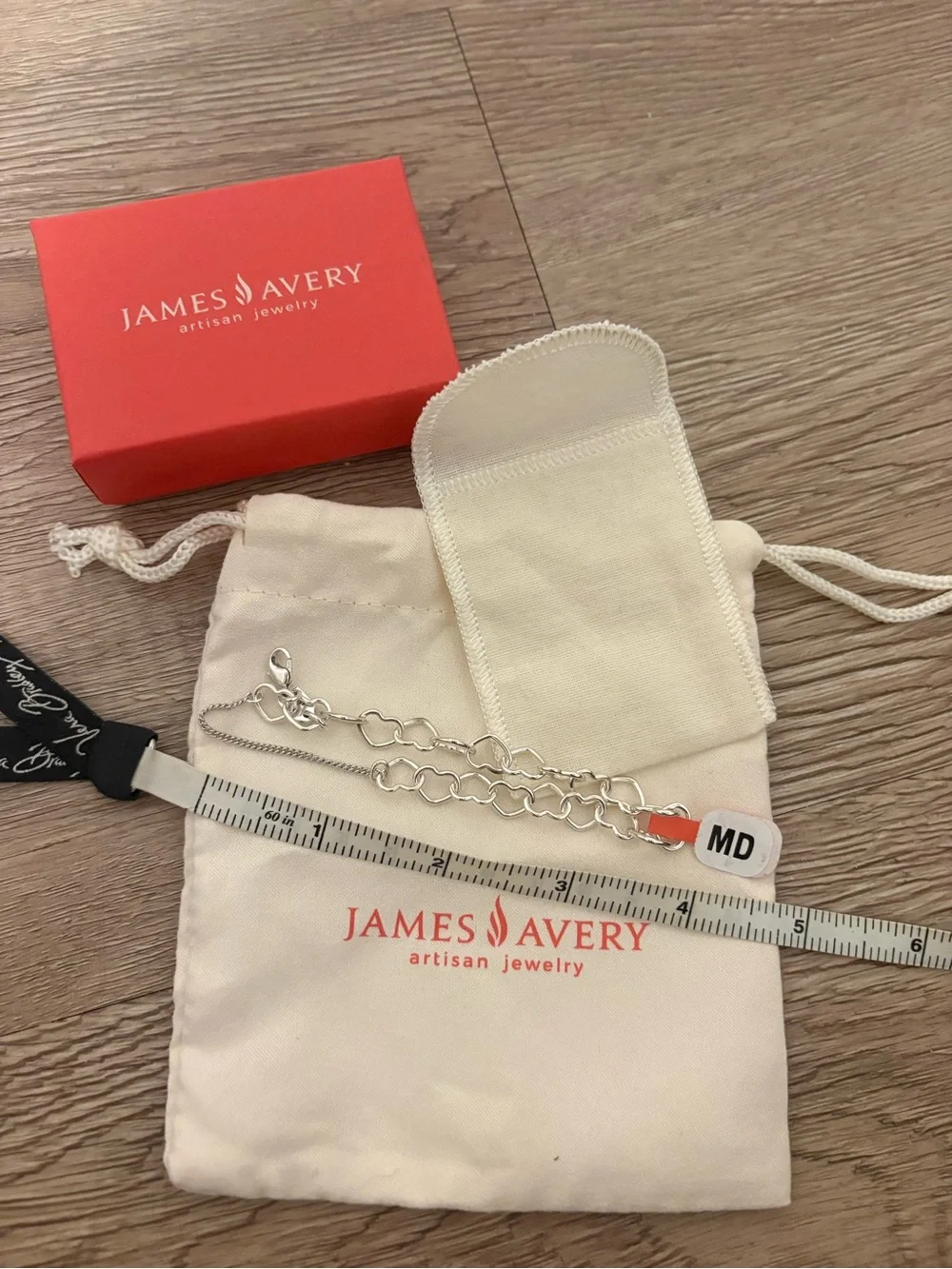 James Avery Sterling Silver Heart Link Charm Bracelet